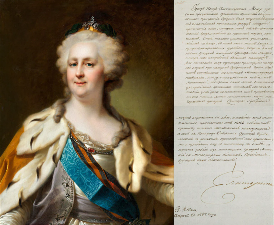 A letter by Catherine the Great.