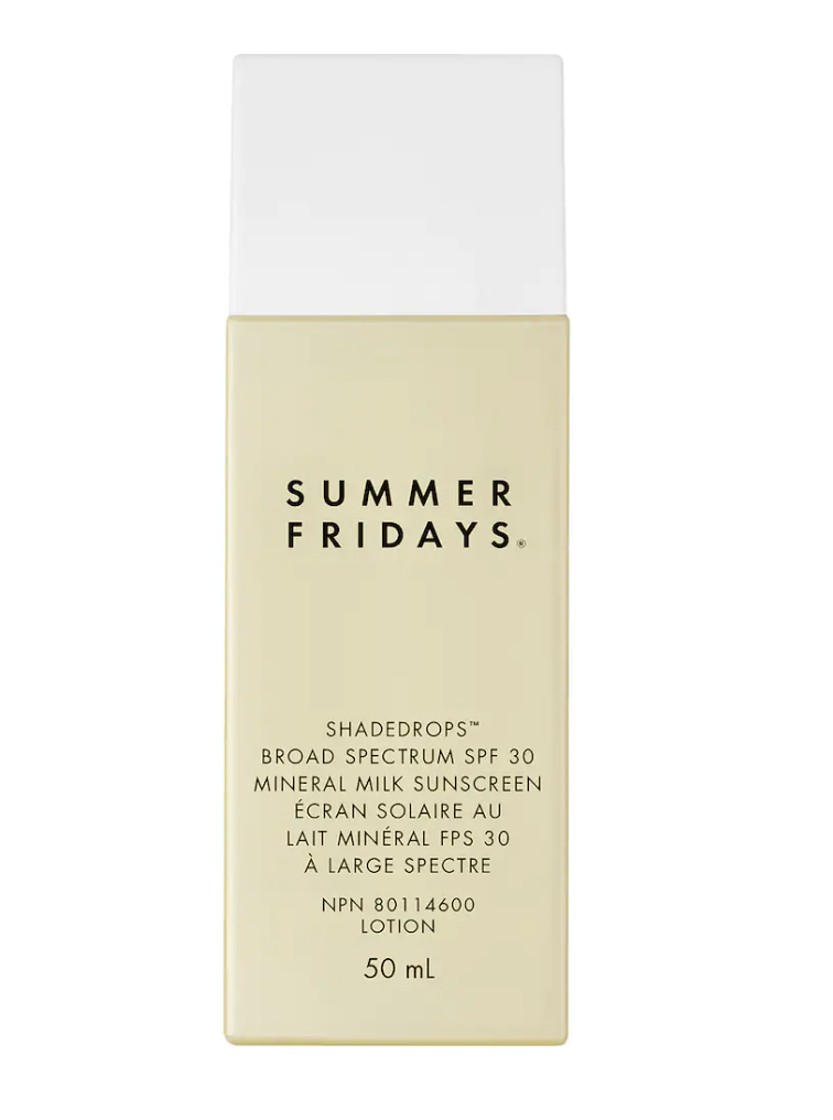 Summer Fridays ShadeDrops Broad Spectrum SPF 30 Mineral Milk Sunscreen (photo via Sephora)