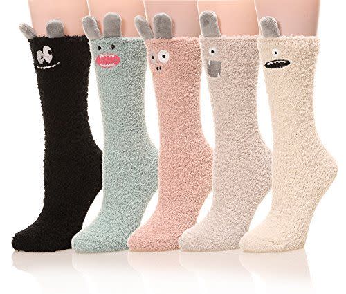 7) Cute Monster Fuzzy Socks