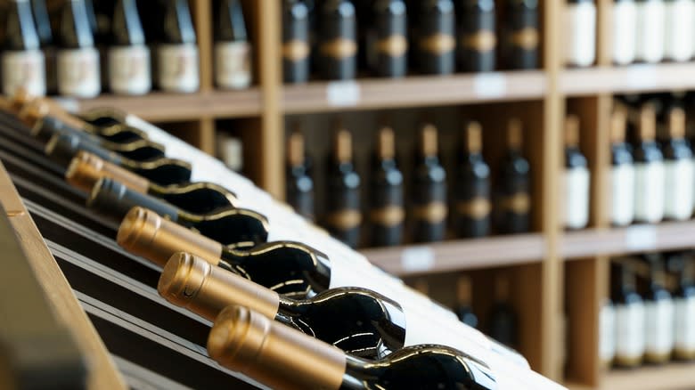 bottles of wine on shelves