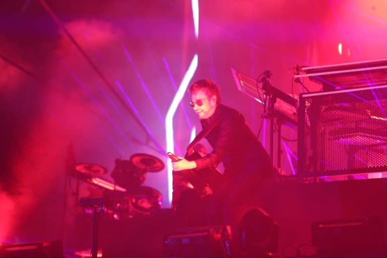 Electronic music pioneer Jean-Michel Jarre performs in Israel at a concert to raise awareness of the receding of the Dead Sea, the world's lowest body of water