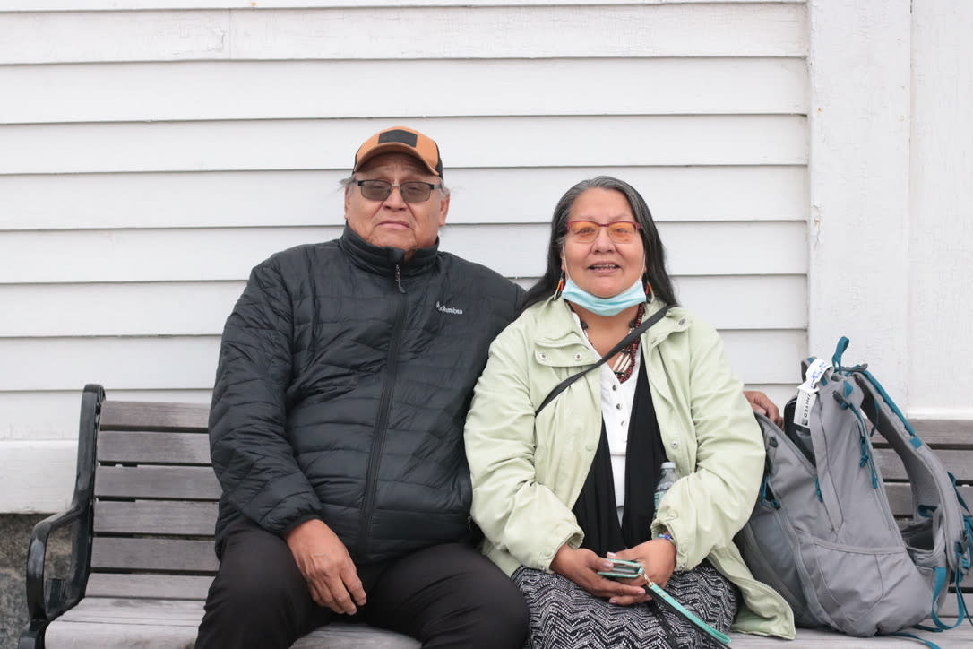 Manny Iron Hawk and Renee Iron Hawk flew from South Dakota to speak with Barre Museum board members and begin the process of repatriation. (Photo/Jenna Kunze)