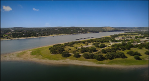 An aerial view of the Lago Vista Development Project Site