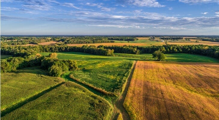 Aerial view of farmland