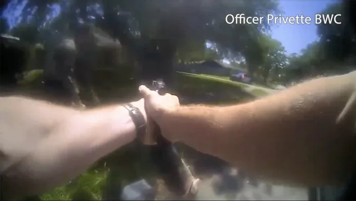 A still from bodycam footage during the shooting of Jalen Randle