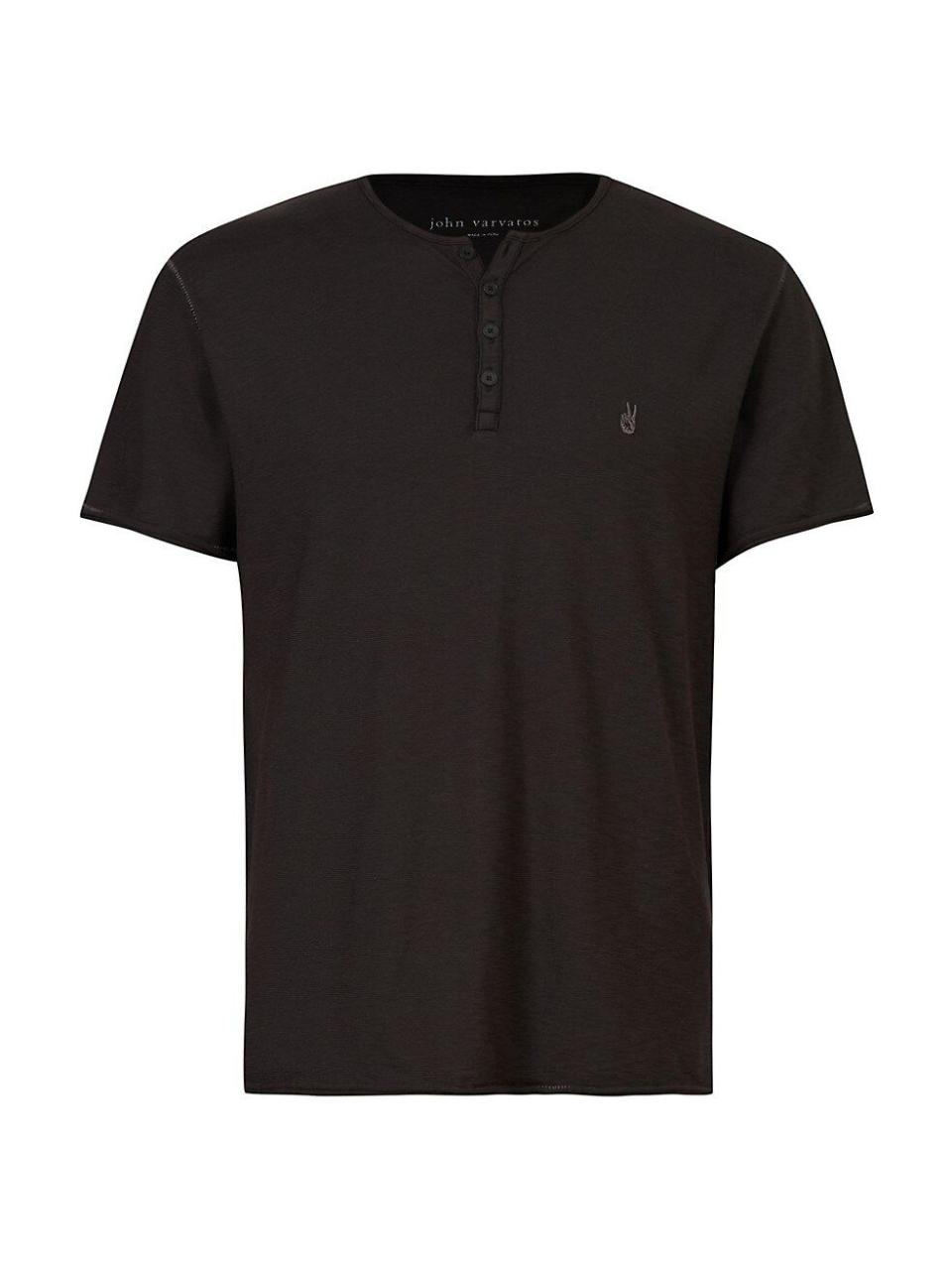 21) John Varvatos Quincy Short-Sleeve Henley Shirt