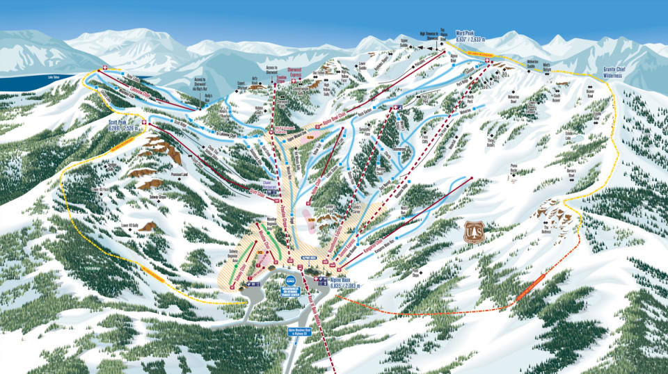 Alpine Meadows Frontside Map. Courtesy of Palisades Tahoe/Alpine Meadows.