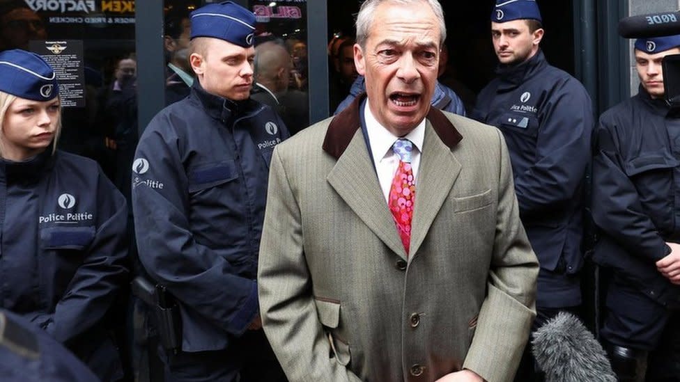 Nigel Farage outside the venue