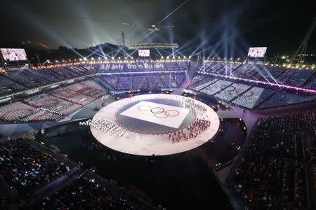 Pyeongchang 2018 Winter Olympics – Opening ceremony – Pyeongchang Olympic Stadium - Pyeongchang, South Korea – February 9, 2018 - Olympics athletes from Russia parade during the opening ceremony. REUTERS/Pawel Kopczynski