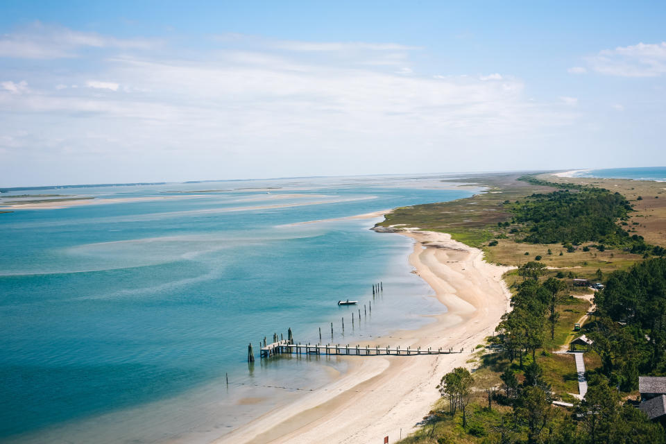 The coast of the Outer Banks in North Carolina.