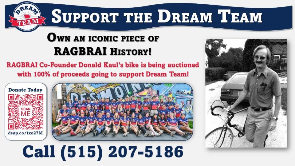 Proceeds from the auction of Donald Kaul's bike will go to the Dream Team.