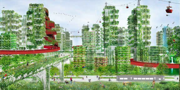 Artist rendering of a "forest city" in Shijiazhuang, China.