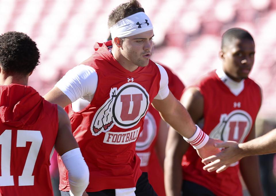 Utah Utes quarterback Bryson Barnes warms up before the game against the USC Trojans at the Los Angeles Memorial Coliseum on Saturday, Oct. 21, 2023. | Laura Seitz, Deseret News