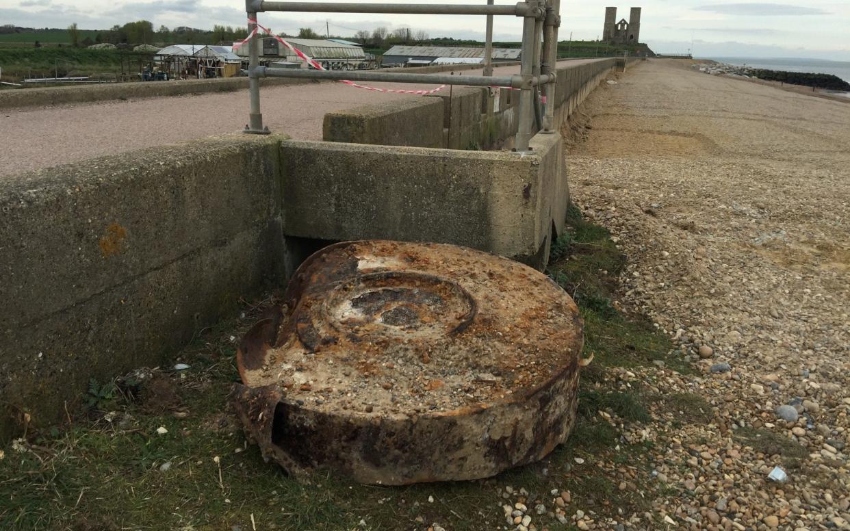 Part of a World War Two bouncing bomb found in Herne Bay, Kent - SWNS-London-+44 (0)1179066550