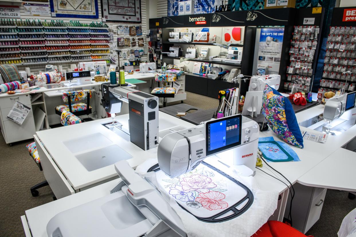 Loving Stitches quilt shop at 7076 Ramsey St. offers a wide selection of fabrics, sewing notions, embroidery threads and Bernina sewing and embroidery machines.