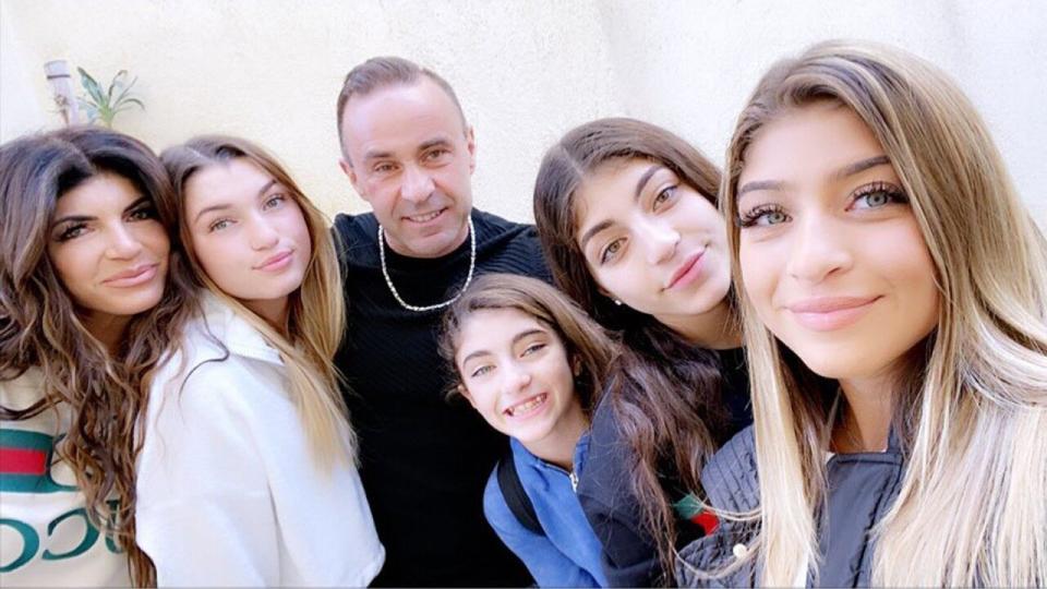 Joe's daughters bid him farewell on Sunday after a brief visit to his new home in Italy.