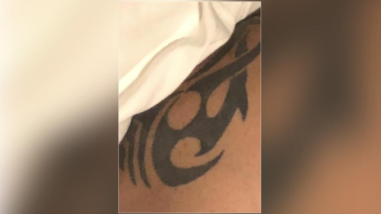 <div>The FBI says Fields has a tribal print tattoo on his left shoulder. Image is courtesy of the FBI.</div>