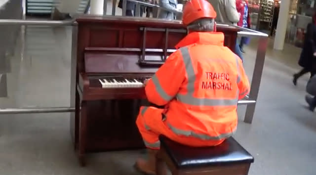 'Workman' amazes commuters with piano skills at St Pancras