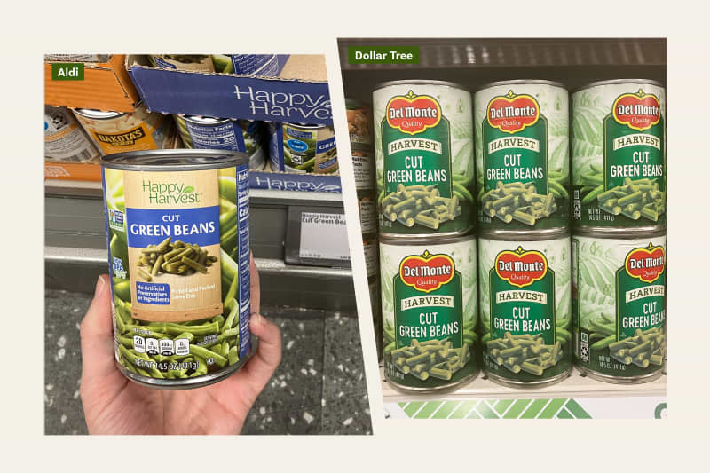 Aldi vs Dollar Tree: Canned green beans