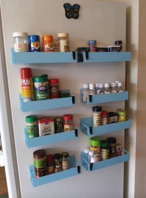 A set of magnetic fridge spice organizers