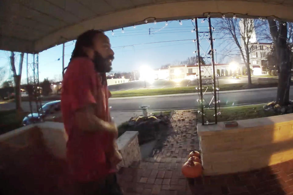 Doorbell camera image appears to show Waukesha suspect, Darrell Brooks, standing on a porch before being apprehended. (Courtesy / Daniel Rider)