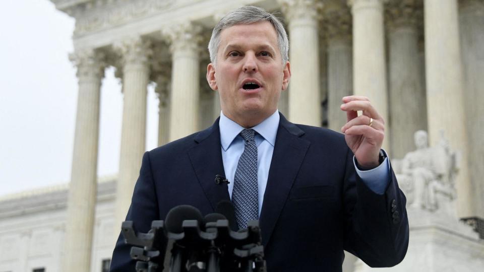 PHOTO: Josh Stein, North Carolina Attorney General, speaks in front of the US Supreme Court in Washington, D.C., on Dec. 7, 2022. (Olivier Douliery/AFP via Getty Images, FILE)