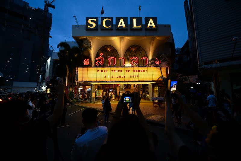 Movie fans gather to bid farewell to the last stand-alone movie theatre "La Scala" amid the spread of the coronavirus disease (COVID-19) in Bangkok