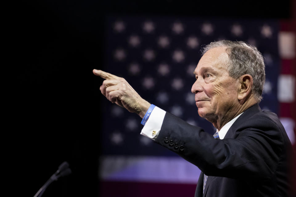 NASHVILLE, TN - FEBRUARY 12:  Democratic presidential candidate former New York City Mayor Mike Bloomberg delivers remarks during a campaign rally on February 12, 2020 in Nashville, Tennessee. Bloomberg is holding the rally to mark the beginning of early voting in Tennessee ahead of the Super Tuesday primary on March 3rd.  (Photo by Brett Carlsen/Getty Images)