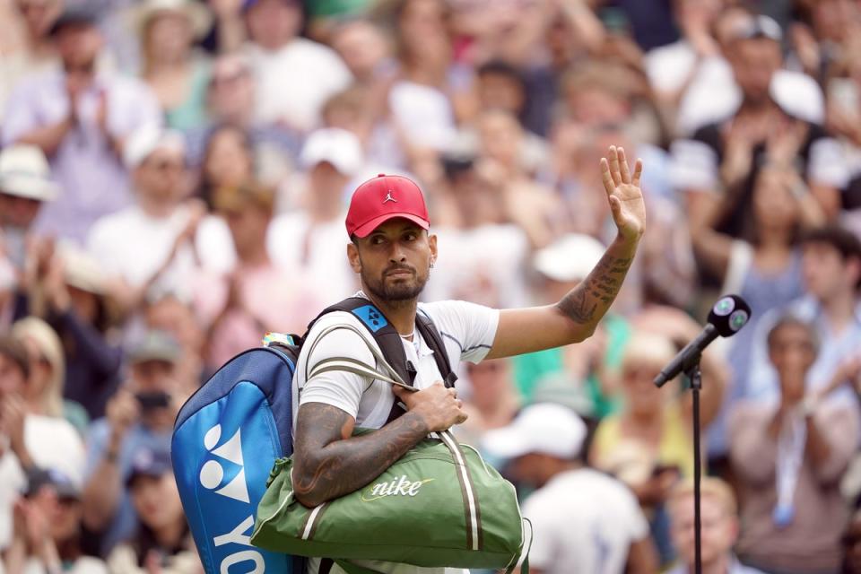 Nick Kyrgios acknowledges the crowd after his five-set win over Brandon Nakashima (Zac Goodwin/PA) (PA Wire)