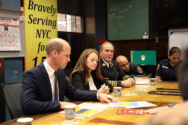 <p>Dimitrios Kambouris/Getty </p> Prince William visits FDNY firehouse on Sept. 19, 2023