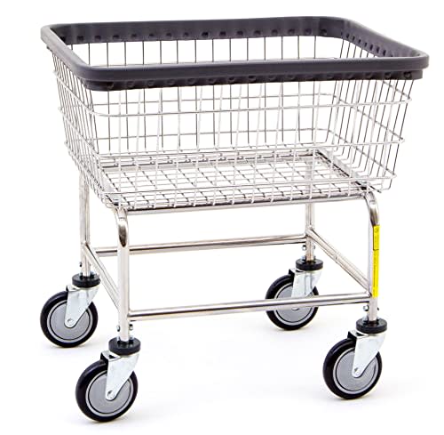 R&B Wire™ 100E Heavy Duty Rolling Wire Laundry Cart, 2.5 Bushel, Chrome, Made in USA