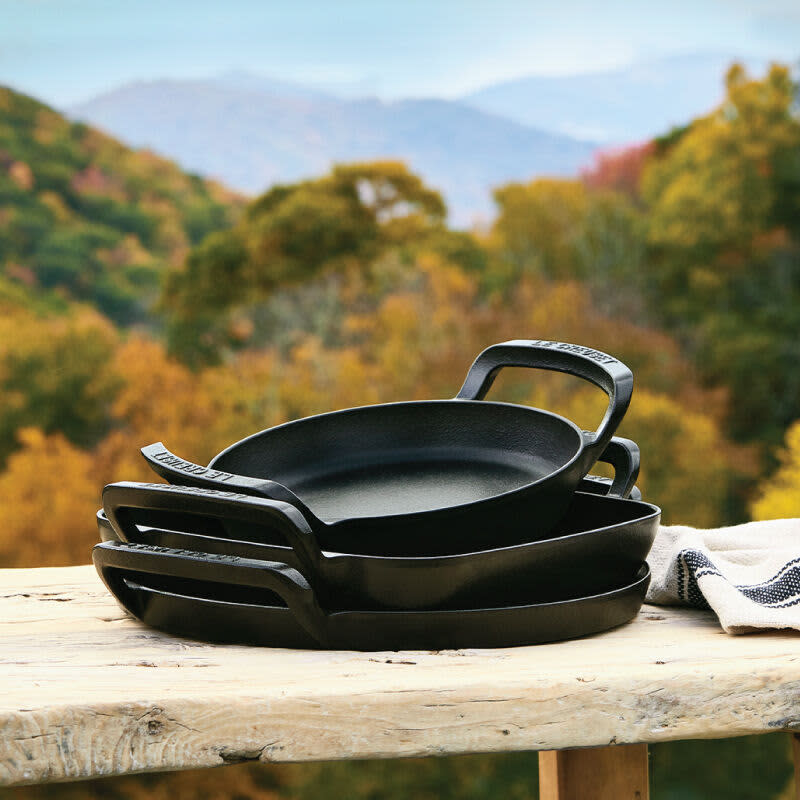 stacked pans from Le Creuset's Alpine Outdoor collection