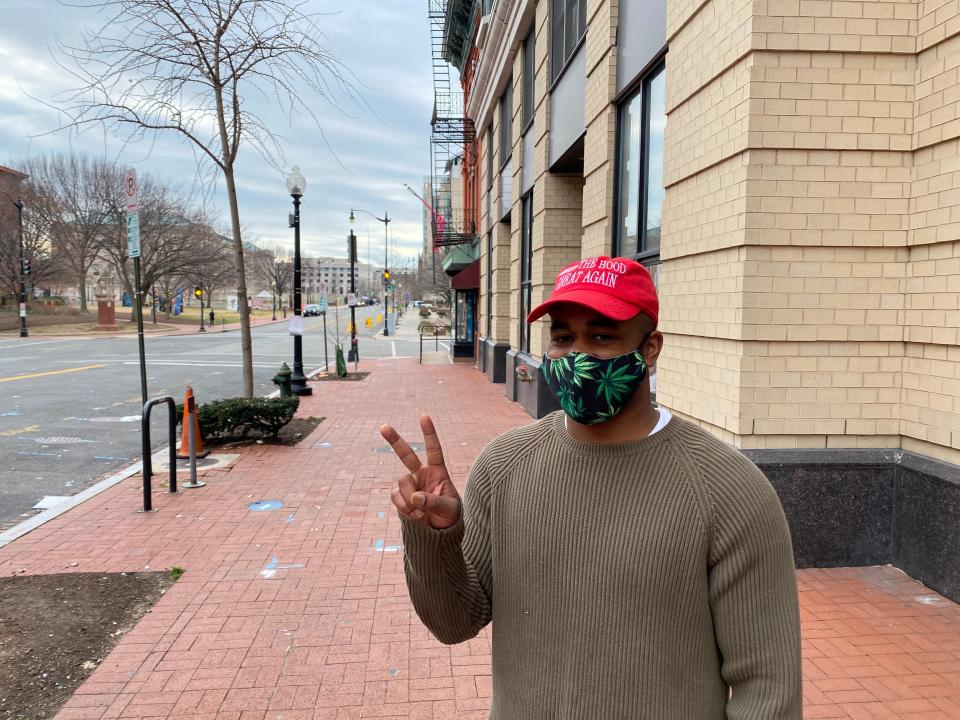 Kenneth McIntyre is one of the few residents of DC out on the streets on the morning before Joe Biden’s inaugurationRichard Hall/The Independent