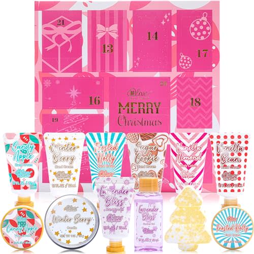2023 Limited Edition Advent Calendar Christmas Gifts Bath Sets for Women Gift, 12pcs Spa Gift Set Includes Hand Lotion,Body Lotion,Candles,Shower Gel,Bath Bomb,Holiday Gift,Pamper Kit for Women&Men