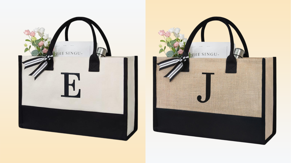 Gift this monogrammed tote bag to a loved one - and at this price, you can gift one to yourself too!  (Amazon)