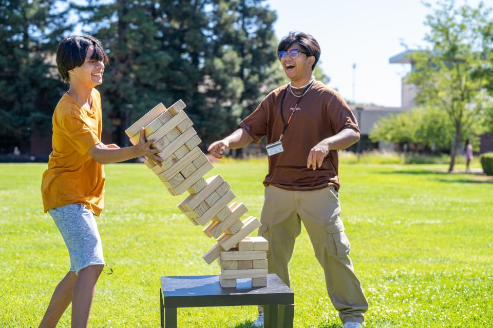Students play games after their academic programs wrapped up for the day at University of the Pacific's Summer High School Institute.