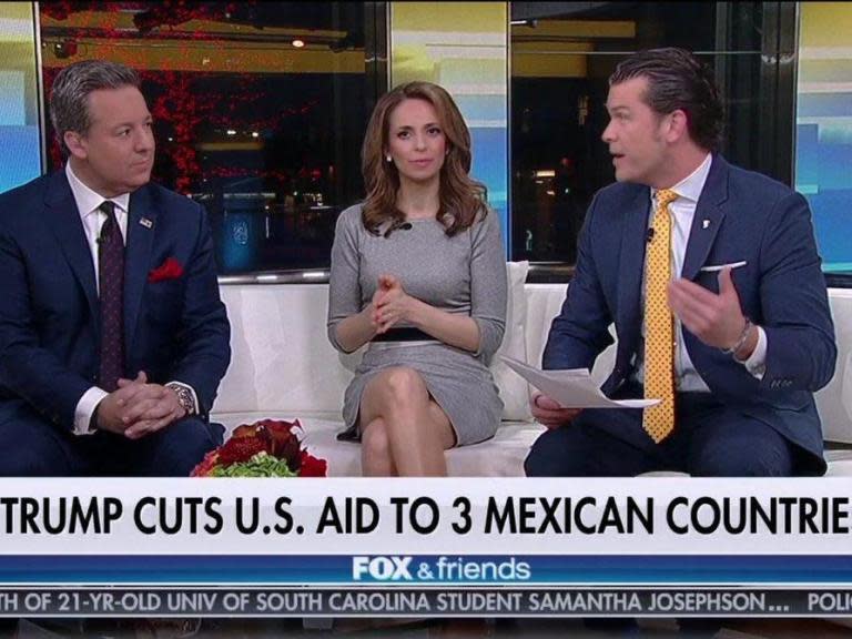 Fox News apologised for airing an on-screen graphic inaccurately reporting Donald Trump was planning to reduce aid to “three Mexican countries” last week.While airing a segment on the early morning “Fox & Friends” on Sunday, a full-width headline at the bottom of the screen read: “Trump Cuts Aid to 3 Mexican Countries,” rather than President Trump’s actual statement announcing cutting foreign aid to three countries in South America: Honduras, El Salvador and Guatemala in response to migrants crossing the US border with Mexico.Ed Henry, a co-host for Sunday’s program, corrected and apologised for the error on-air.“We want to clarify and correct something that happened earlier in the show,” Mr Henry said. “We had an inaccurate graphic on-screen while talking about this very story. We just want to be clear, the funding is being cut off to the three Central American countries. We apologize for the error — it never should’ve happened.”Several people on Twitter jumped on the glaring on-air error. Rep. Alexandria Ocasio-Cortez, who has been a frequent target by the network, criticised the geographical error. “These are the same folks who assert their superiority by belittling the intelligence and good faith of others,” she tweeted.> “3 Mexican Countries.” > > Just a reminder that these are the same folks who assert their superiority by belittling the intelligence and good faith of others.https://t.co/7JA1kCdIoS pic.twitter.com/CwINMXAarO> > — Alexandria Ocasio-Cortez (@AOC) > > March 31, 2019Others believe the error signals the lack of diversity and inclusion among the Fox News network.> Newsrooms make mistakes all the time and Fox News issued a correction. > > But this highlights an underlying problem in the news business. Did a Latino write that chyron? I would be surprised if that was the case. > > How about someone with a basic understating of geography? https://t.co/wxeCk91BRx> > — Camilo Montoya-Galvez (@camiloreports) > > March 31, 2019“Newsrooms make mistakes all the time and Fox News issued a correction,” Camilo Montoya-Galvez, a CBS journalist, tweeted. “But this highlights an underlying problem in the news business. Did a Latino write that chyron? I would be surprised if that was the case. How about someone with a basic understating of geography?”