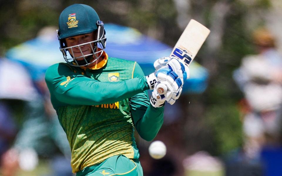 South Africa's Rassie van der Dussen watches the ball after playing a shot during the first one day international (ODI) cricket match between South Africa and England - MARCO LONGARI/AFP via Getty Images