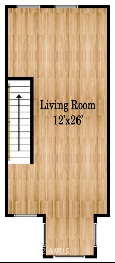 The second-level floor plan. The area is entirely open. The owners use one end as a work space with a desk and the other end for entertainment, including a pull-down movie screen and mounted projector. <a href="http://bit.ly/P8HuCL" rel="nofollow noopener" target="_blank" data-ylk="slk:See our post on Yahoo! Homes' Spaces blog for more photos and tips.;elm:context_link;itc:0;sec:content-canvas" class="link ">See our post on Yahoo! Homes' Spaces blog for more photos and tips.</a> Next image: The third-level floor plan.