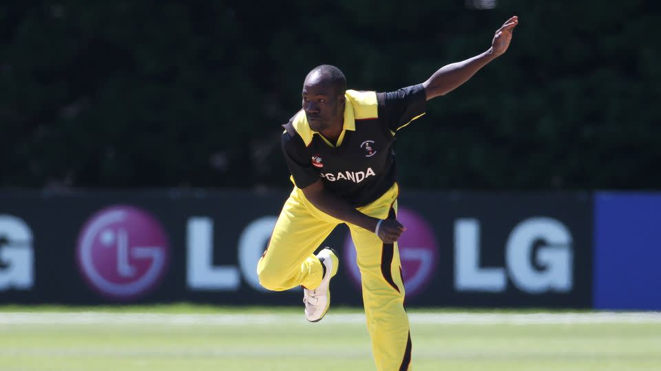 Nsubuga bowls for Uganda in 2014. - Joel Ford/ICC/Getty Images