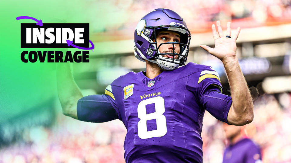 MINNEAPOLIS, MN - OCTOBER 8: Kirk Cousins #8 of the Minnesota Vikings warms up prior to an NFL football game against the Kansas City Chiefs at U.S. Bank Stadium on October 8, 2023 in Minneapolis, Minnesota. (Photo by Kevin Sabitus/Getty Images)