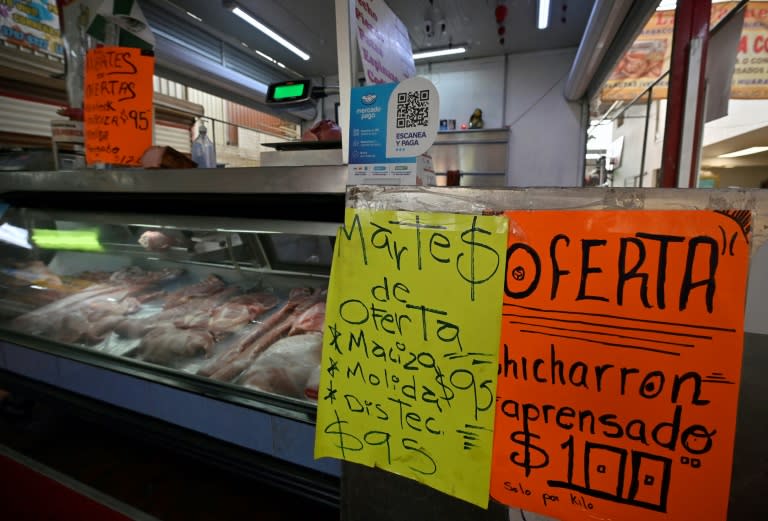 Vista de una carnicería en un mercado público de la Ciudad de México, el 4 de mayo de 2022 (AFP/Alfredo ESTRELLA)