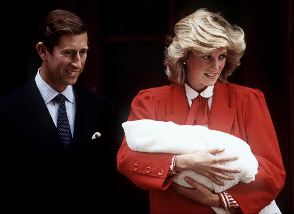Princess Diana and Prince Charles outside the Lindo Wing of St. Mary’s Hospital after the birth of their second son, Prince Harry. Source: Getty