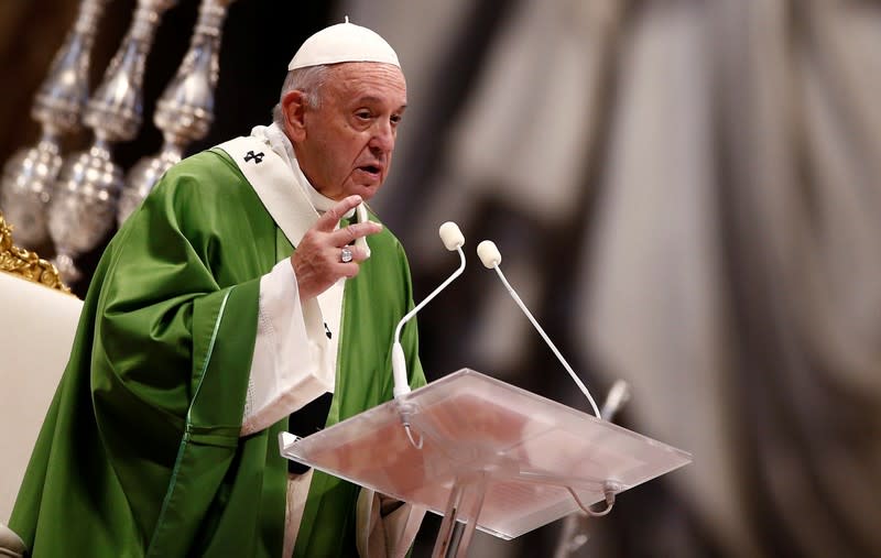 Pope Francis celebrates a Mass marking the Roman Catholic Church's World Day of the Poor