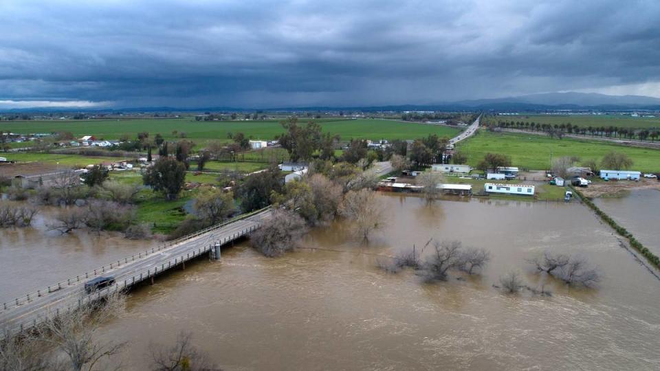 San Joaquin River at Las Palmas bridge in Patterson, Calif., Wednesday, March 22, 2023.