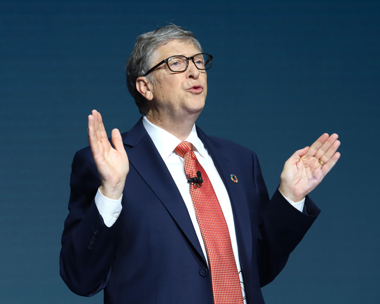 Bill Gates speaks at the Bill and Melinda Gates foundation's Goalkeepers event at Jazz at Lincoln Center in New York. 