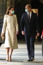 <p>Kate picked a long-sleeved cream dress with lace and scallop detailing during an appearance at Westminster Abbey’s COVID-19 vaccination center.</p>