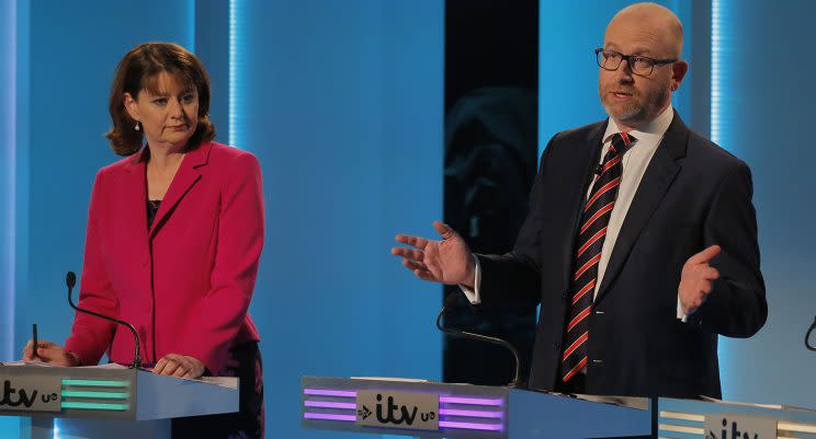 UKIP leader Paul Nuttall and Leanne – not Natalie – Wood (Rex)