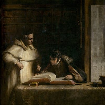 Washington Irving en los Archivos de Sevilla, por David Wilkie. <a href="https://es.wikipedia.org/wiki/Archivo:Washington_Irving_en_los_Archivos_de_Sevilla.jpg" rel="nofollow noopener" target="_blank" data-ylk="slk:Museo y Galería de Arte de Leicester / Wikimedia Commons;elm:context_link;itc:0;sec:content-canvas" class="link ">Museo y Galería de Arte de Leicester / Wikimedia Commons</a>