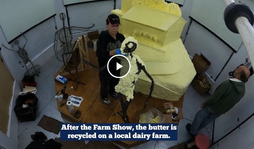 Screen grab from the time-lapse video of this year's Pa. Farm Show butter sculpture being put together.